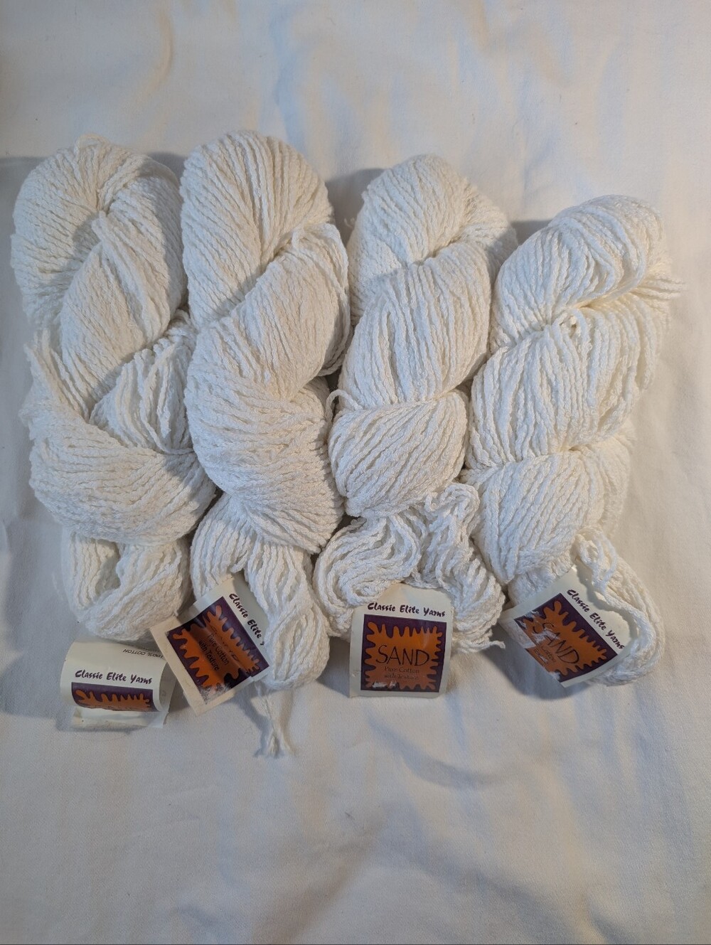 Classic Elite Yarns Sand White Pure Cotton Textured Yarn - 4 Skeins